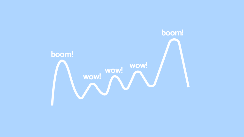 An example of the dramatic arc with boom, wow, wow, wow, boom.