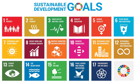 Complex Image of the UN’s Sustainable Development Goals. Visit UN SDG website for screen reader access