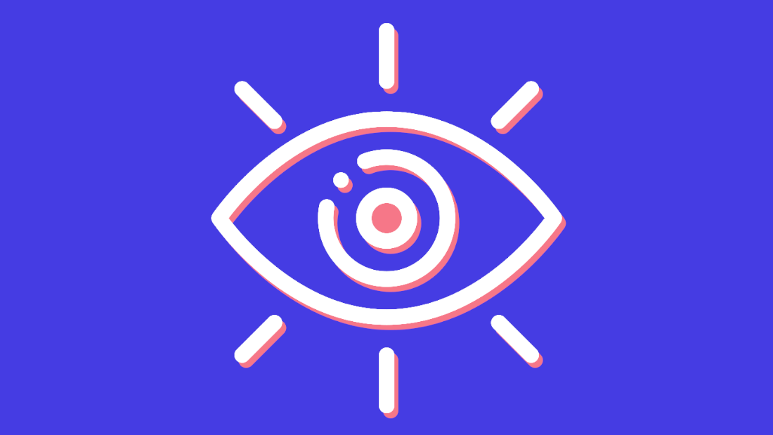 A staring eye representing an interview observer.