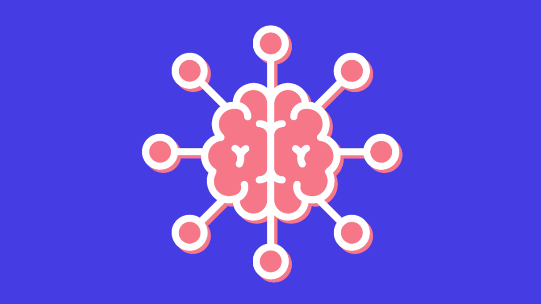 A human brain at the centre of a complex system.